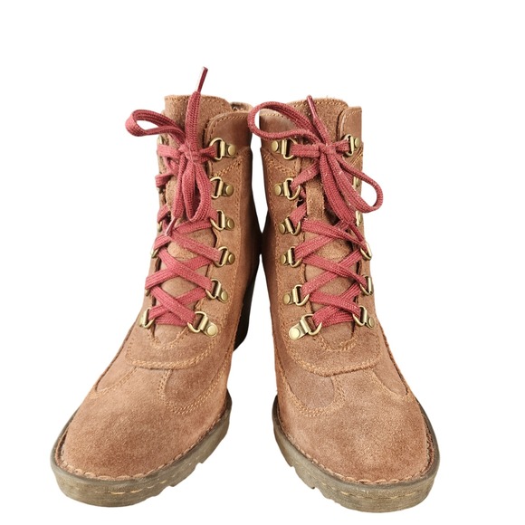 Born Brown Suede Lace Up Heeled Ankle Boots Brown Women Size 8.5 / 40 Shoes - Picture 3 of 11